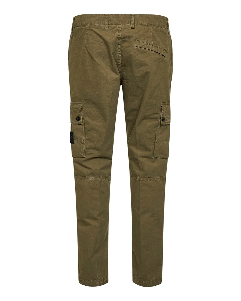 Stone Island Brushed Organic Cotton Cargo Pants — Green 