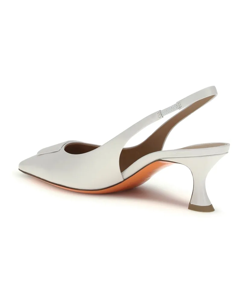 Santoni Women's Slingback Pumps Taylor White Calf Leather High Heel Shoes White