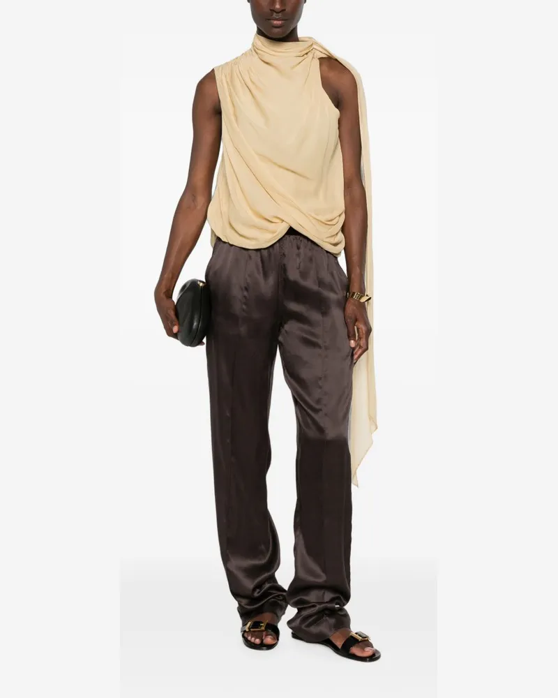 Tom Ford Women's Silk Straight-Leg Trousers Brown Brown