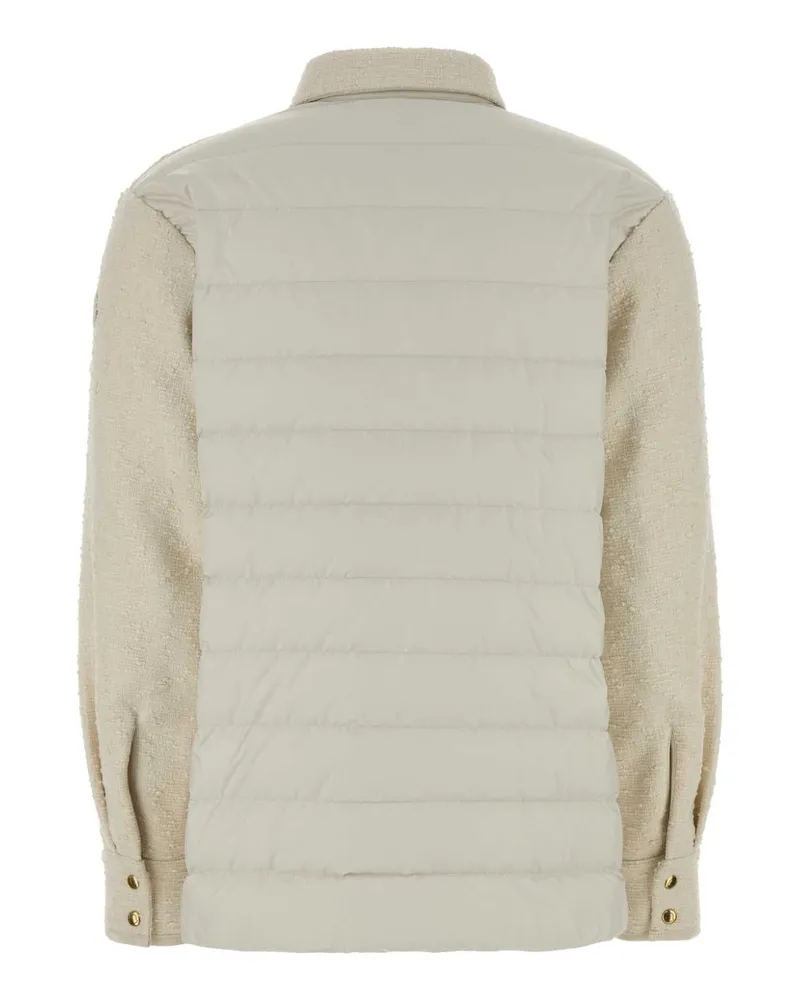 Moncler Women's Ivory Bouclã© Down Jacket 050 Camicie Beige