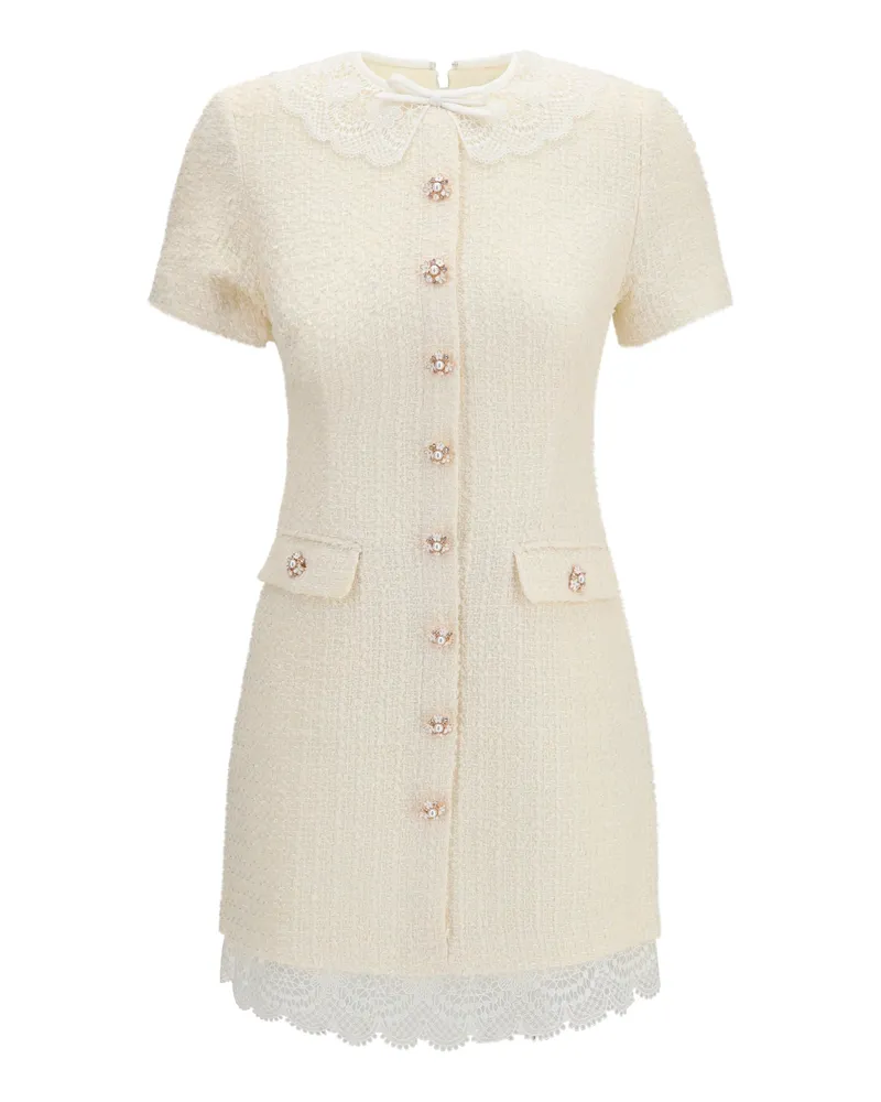 Self-Portrait Women's Dress Tailored Mini Cream Polyester Beige