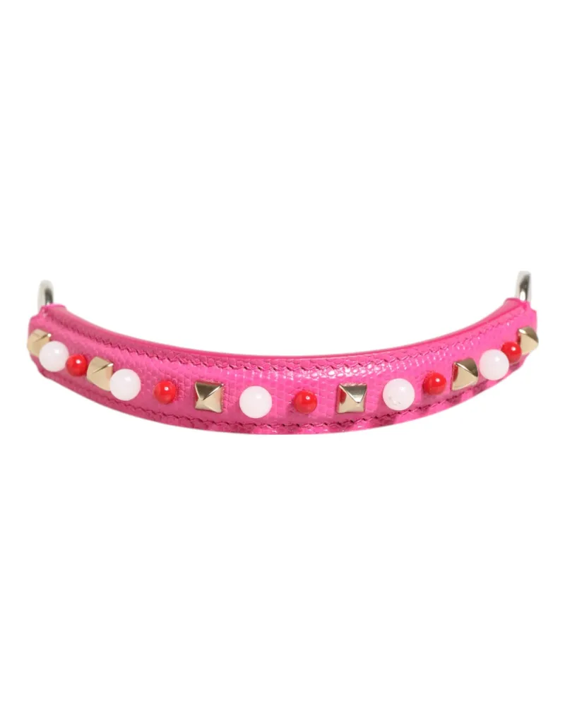 Dolce & Gabbana Pink Embellished Leather Bag Handle Women Shoulder Strap Calf Accessory Pink