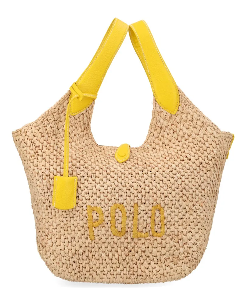 Ralph Lauren Women's Polo Play Tote Bag Yellow Raffia Handbags Hand Yellow