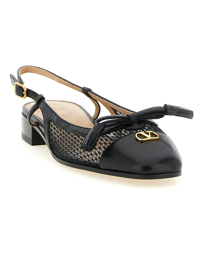 Valentino Garavani Women's Black Leather Ballet Flats Black