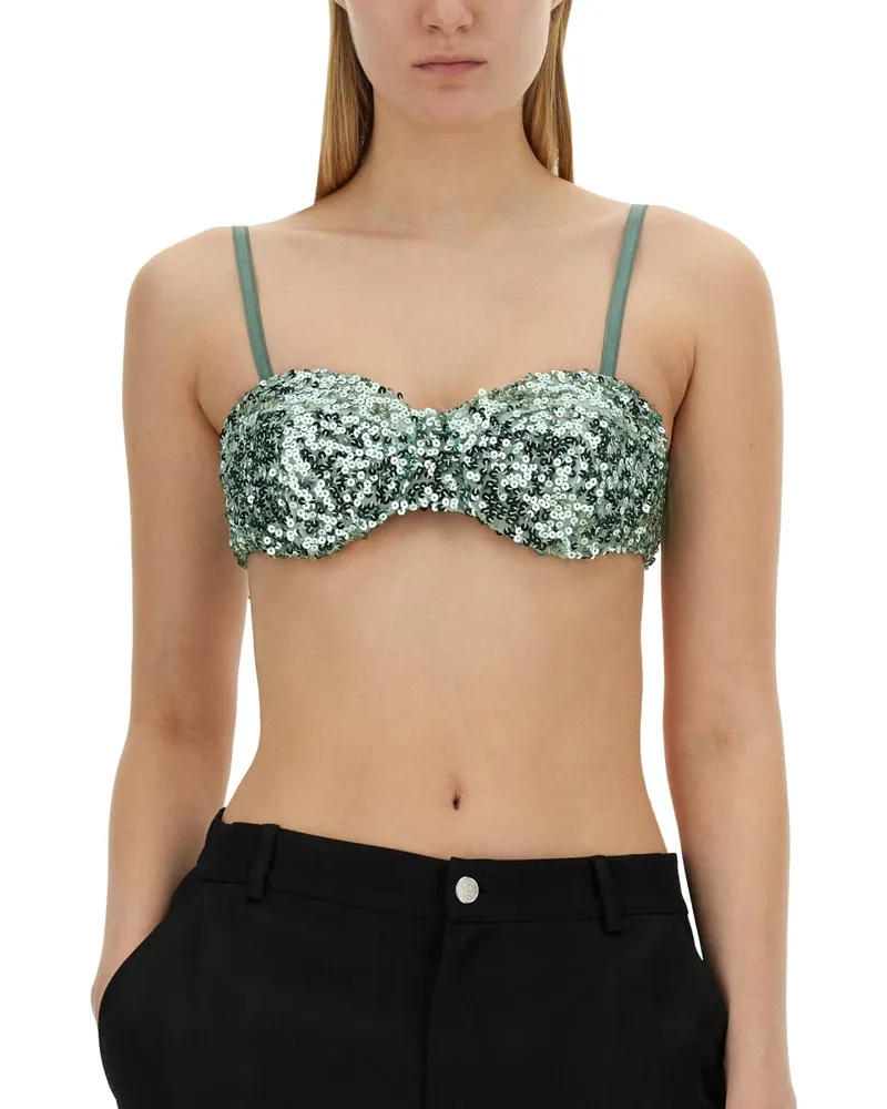 Moschino Sequined Crop Top — Blue Blue