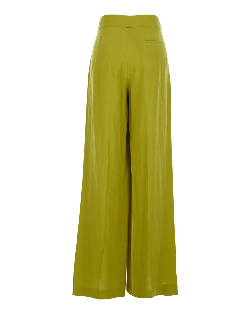 Twin-Set Women's Wide-Leg Trousers Green Lyocell Green