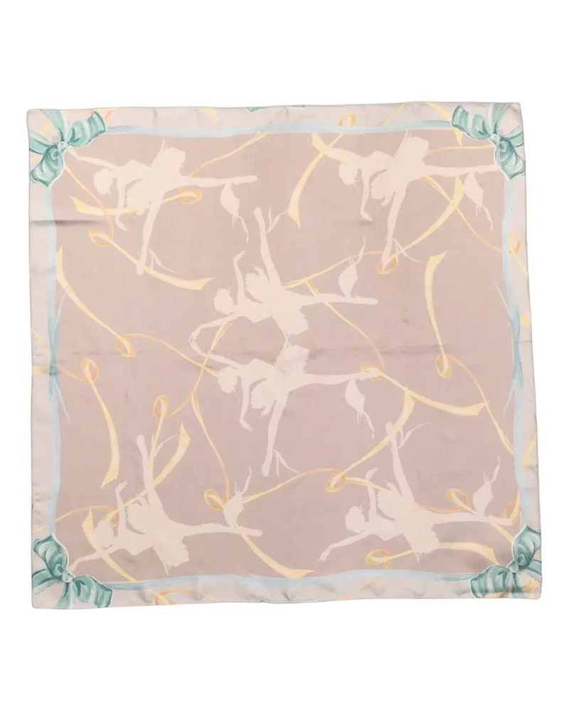 Dolce & Gabbana Ballerina Floral Silk Scarf — Beige Beige