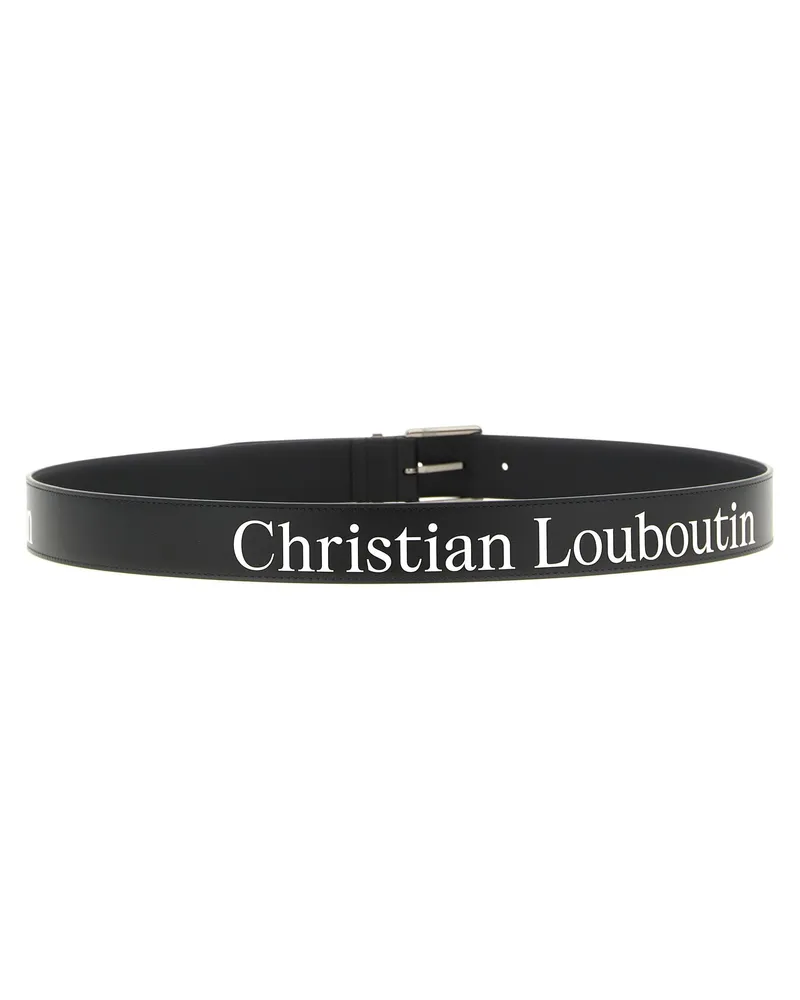 Christian Louboutin Logo-Embossed Calfskin Belt — Black Black