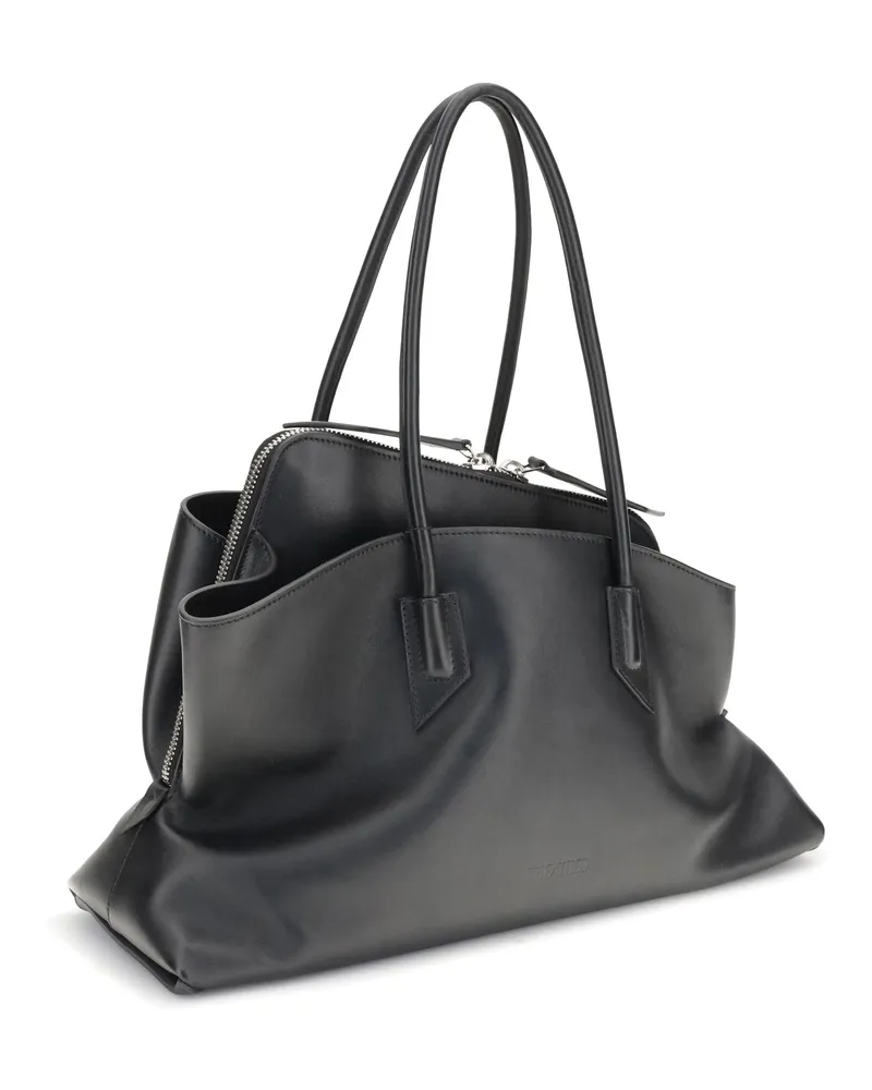 ATTICO Women's Leather Shoulder Bag La Passeggiata White Calf (bos Taurus Black