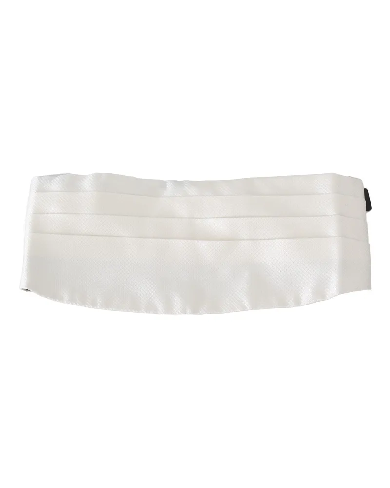 Dolce & Gabbana White Men Waist Belt Silk Cummerbund White