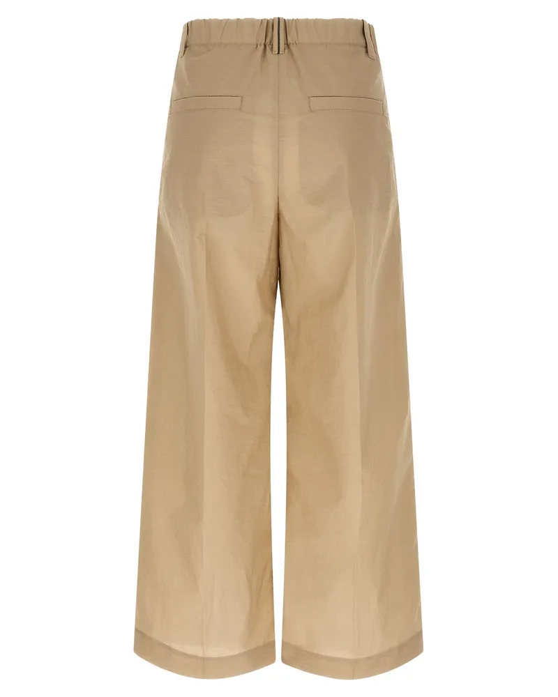 Brunello Cucinelli Women's Beige Cotton Casual Pants Beige