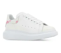 Printed Leather Heel Sneaker — White