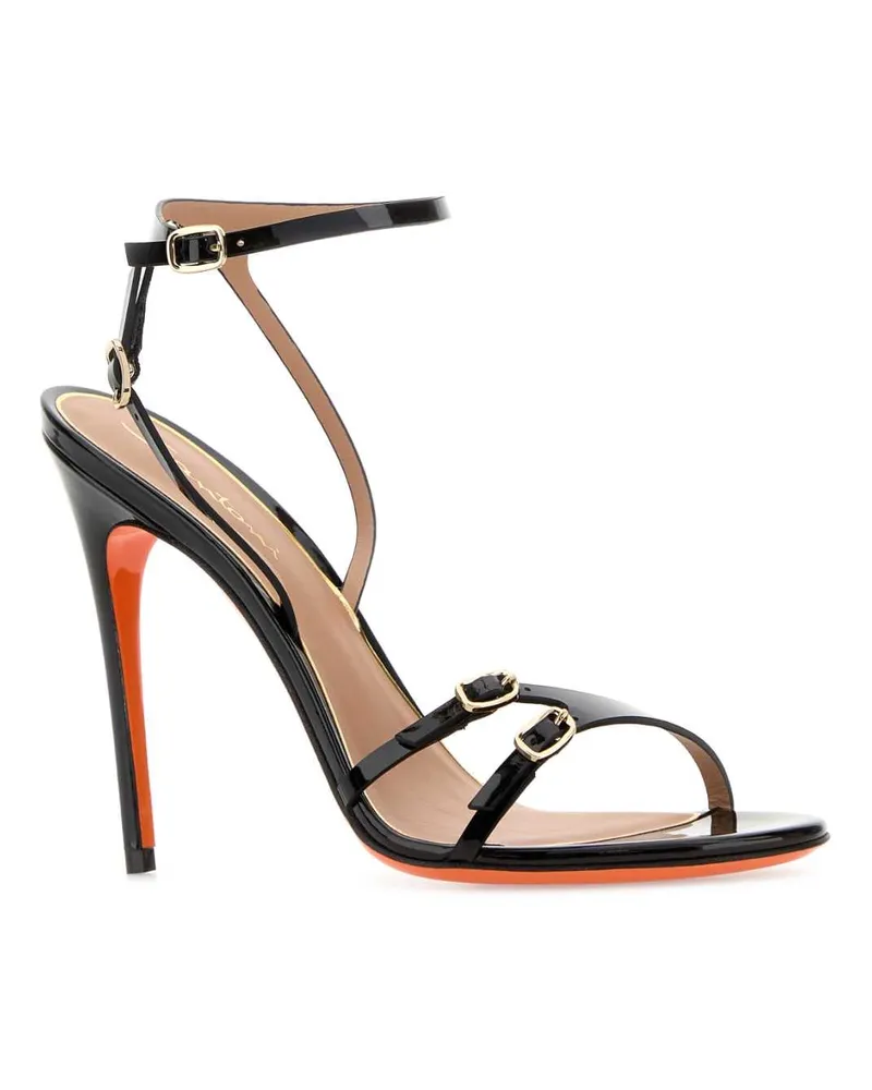 Santoni Women's Black Leather Virna Sandals Nero Sandali Black