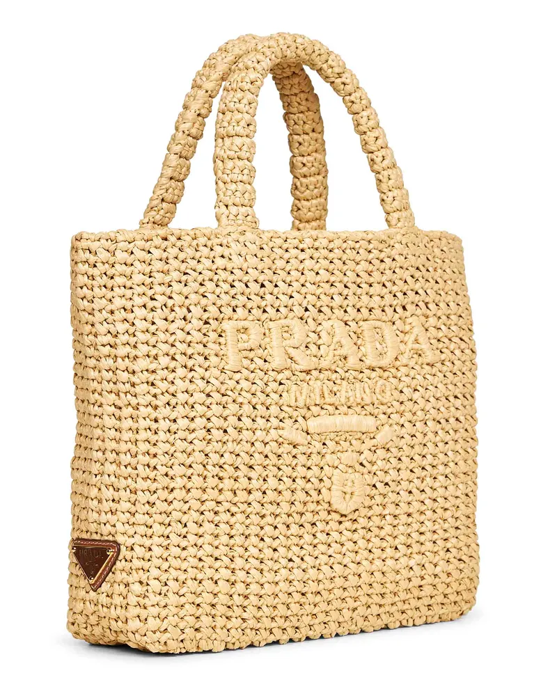 Prada Women's Natural Small Tote Bag Yellow Viscose Handbags Hand Yellow