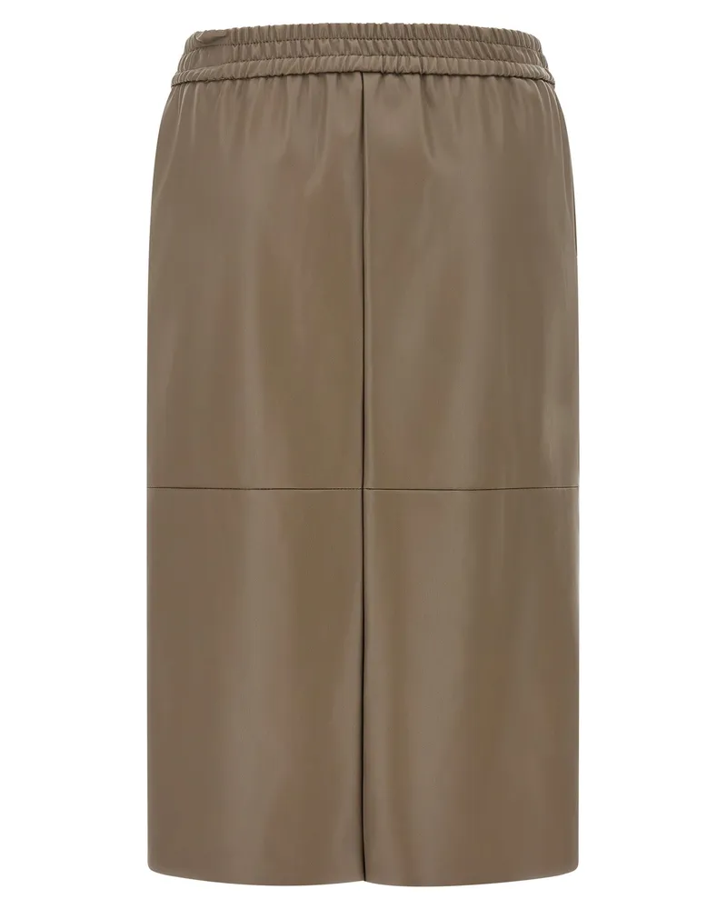 NUDE Paneled Leather-Effect Skirt — Beige Beige