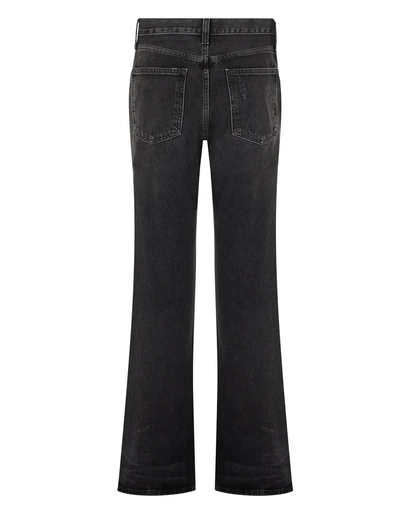 AGOLDE Women's Flared Denim Pants Black Cotton Jeans Black