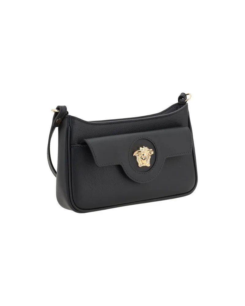 Versace Women's Black Calf Leather Bos Taurus Shoulder Bag Black
