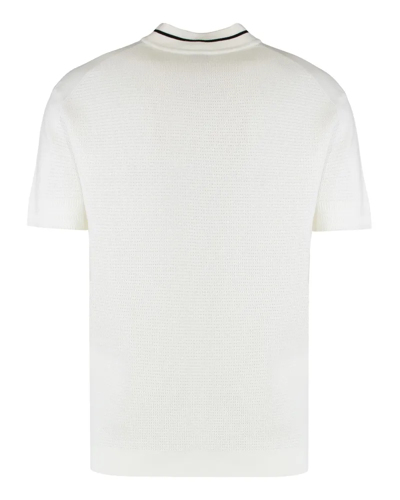 HUGO BOSS Men Cotton Blend Polo With Zipper Collar White Lyocell Shirts T-shirts And Polos White