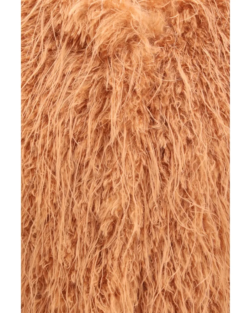 forte_forte Women's Faux Fur Vest Eco Mongolia Beige Polyester Blazers Jacket Beige