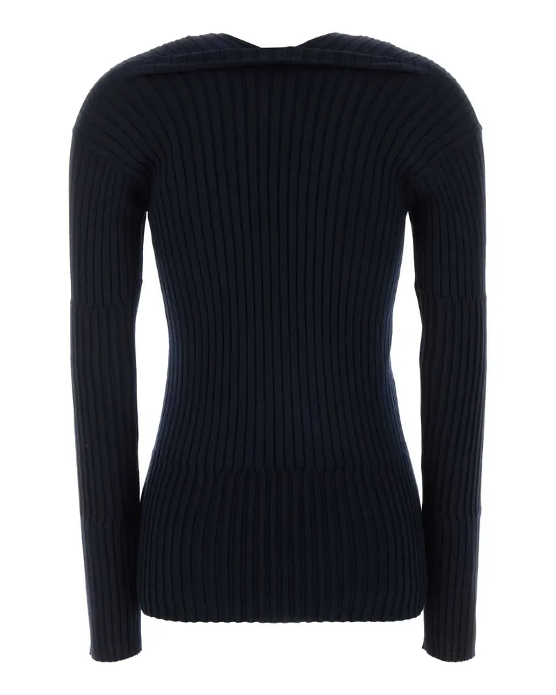 Bottega Veneta Women's Cashmere-Silk Blend Ribbed Sweater Navy Navy