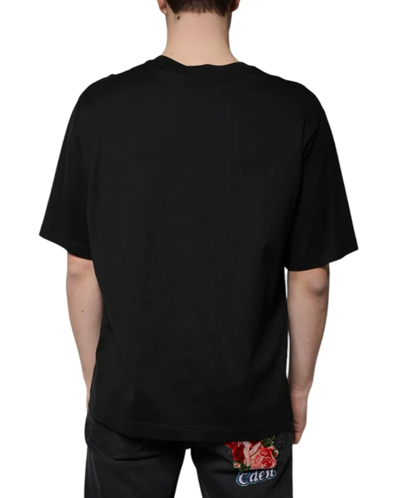 Dolce & Gabbana Men's Black Cotton Crew Neck Short Sleeves T-Shirt Black