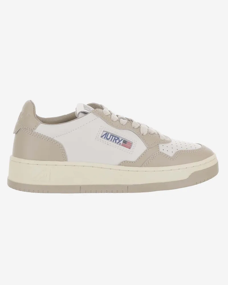 AUTRY Women's Sneakers Medalist Colour-Block Leather Multicolour Trainers Beige