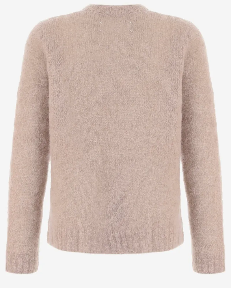 Maison Margiela Men's Mohair Sweater With Velvet Appliqué Beige Beige