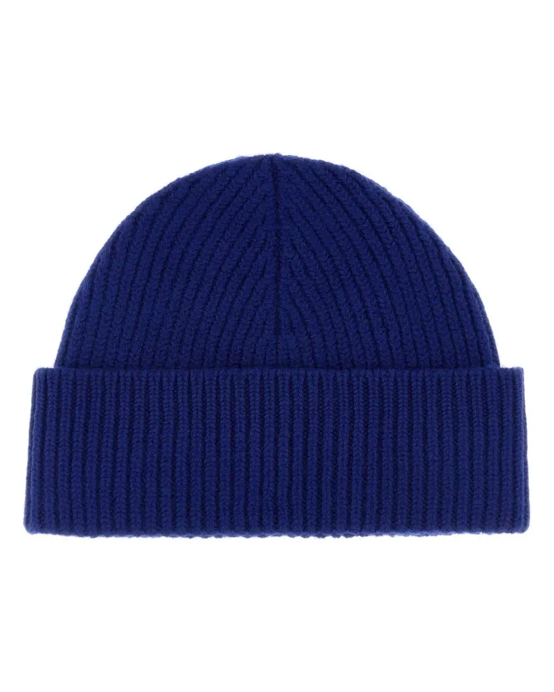 AMI Paris QUOTA-BEANIEWITHCONTRASTEDAMIDECOEUR Beanie — Blue Blue