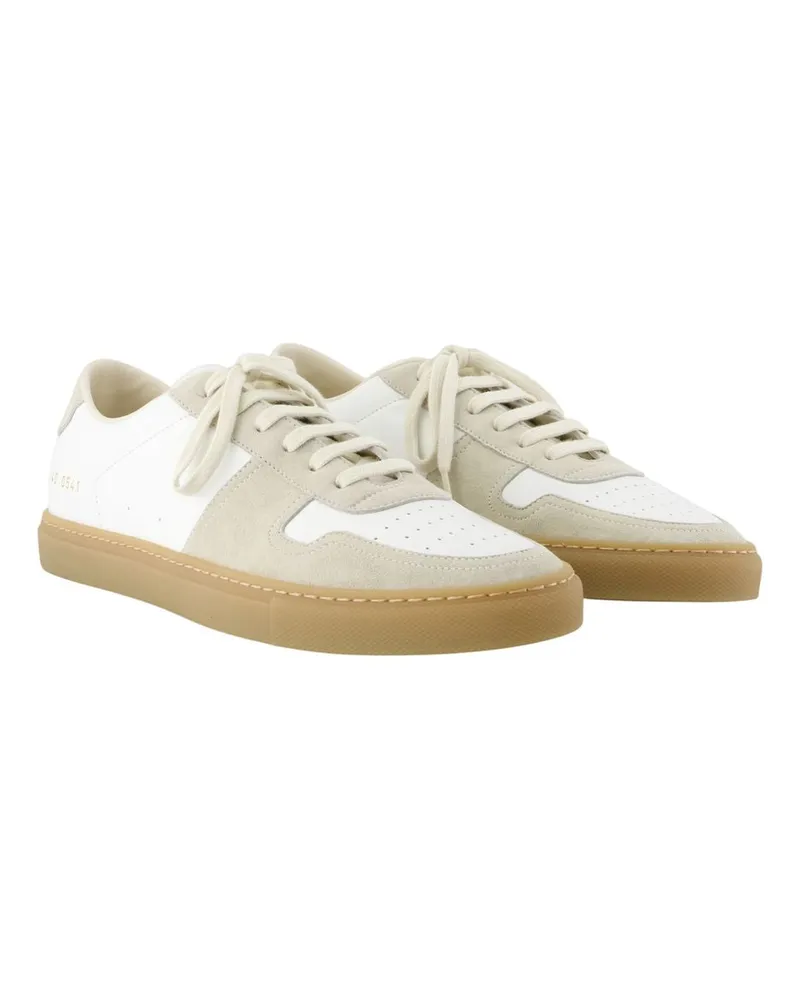 Common Projects Men's Bball Sneakers -  Leather Grey Calfskin Shoes White