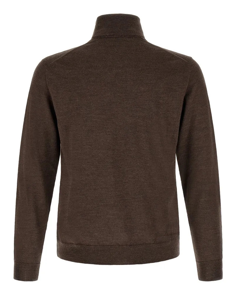 Zanone Virgin Wool Turtleneck Sweater — Brown Brown