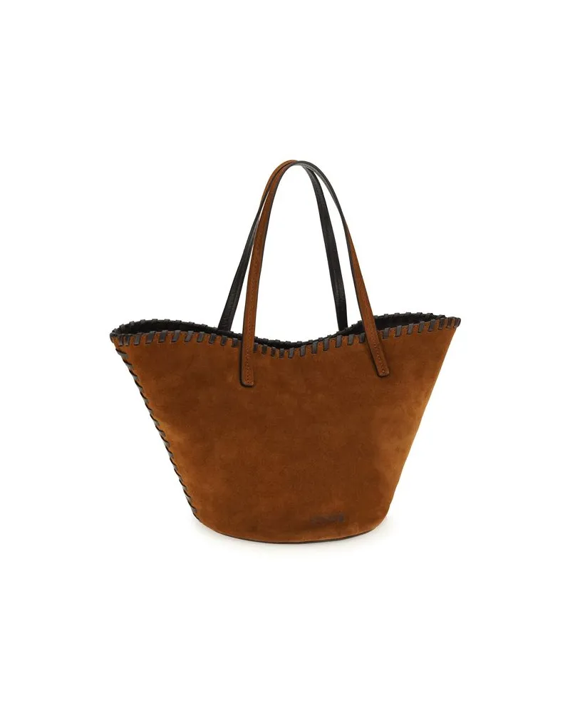 STAUD Women's Caro Top Handle Bag Brown Calf Leather Bos Brown