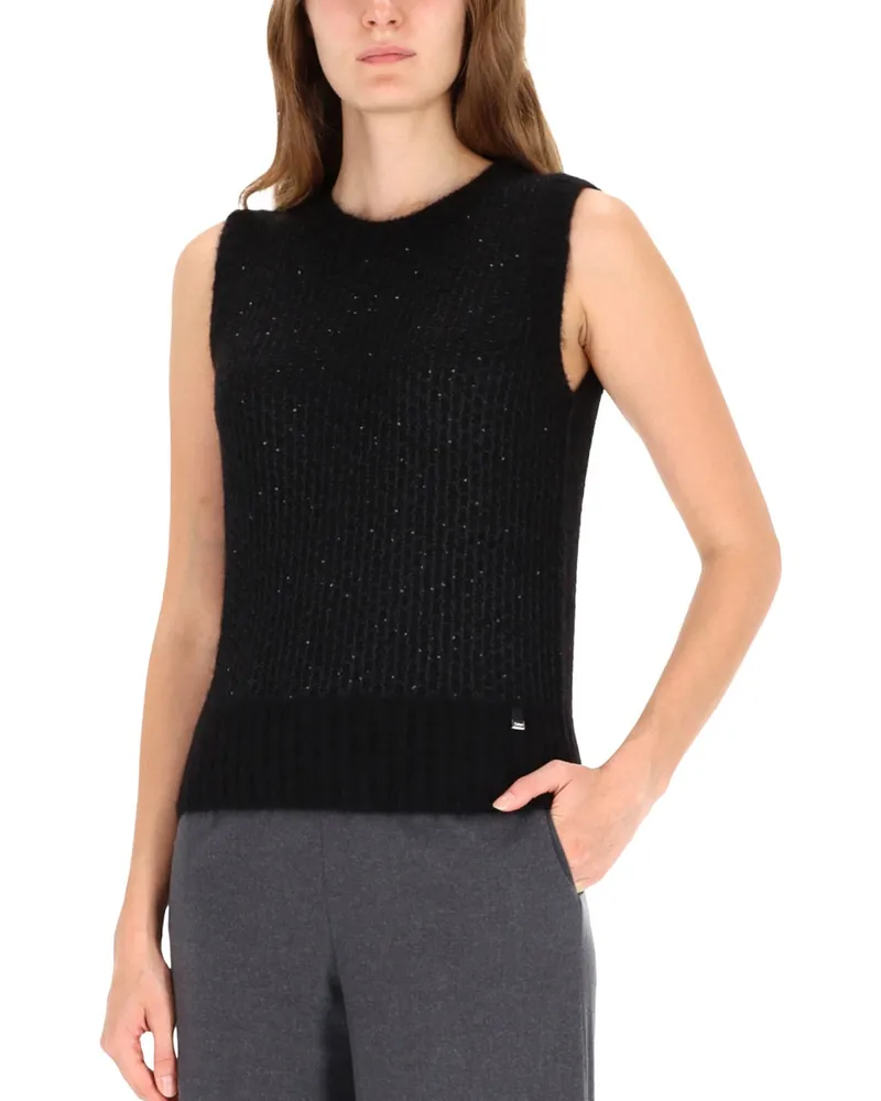 Herno Metallic Sequined Alpaca Vest — Black Black