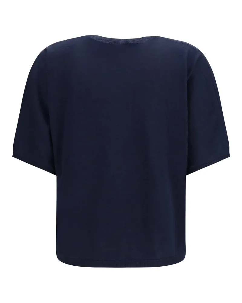 Brunello Cucinelli Women Sweater Short-Sleeve Cashmere And Silk Cold Blue (capra Hircus Navy