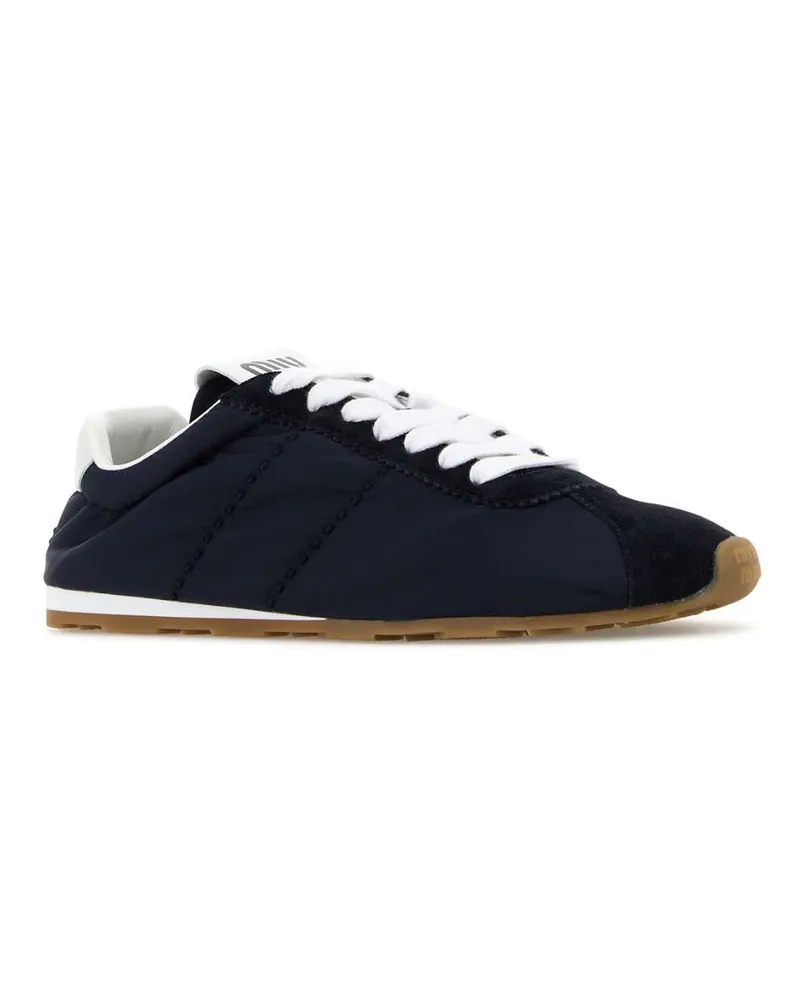 Miu Miu Women's Navy Blue Fabric And Suede Sneakers Bleu Recycledpolyamide-Calfleather Navy