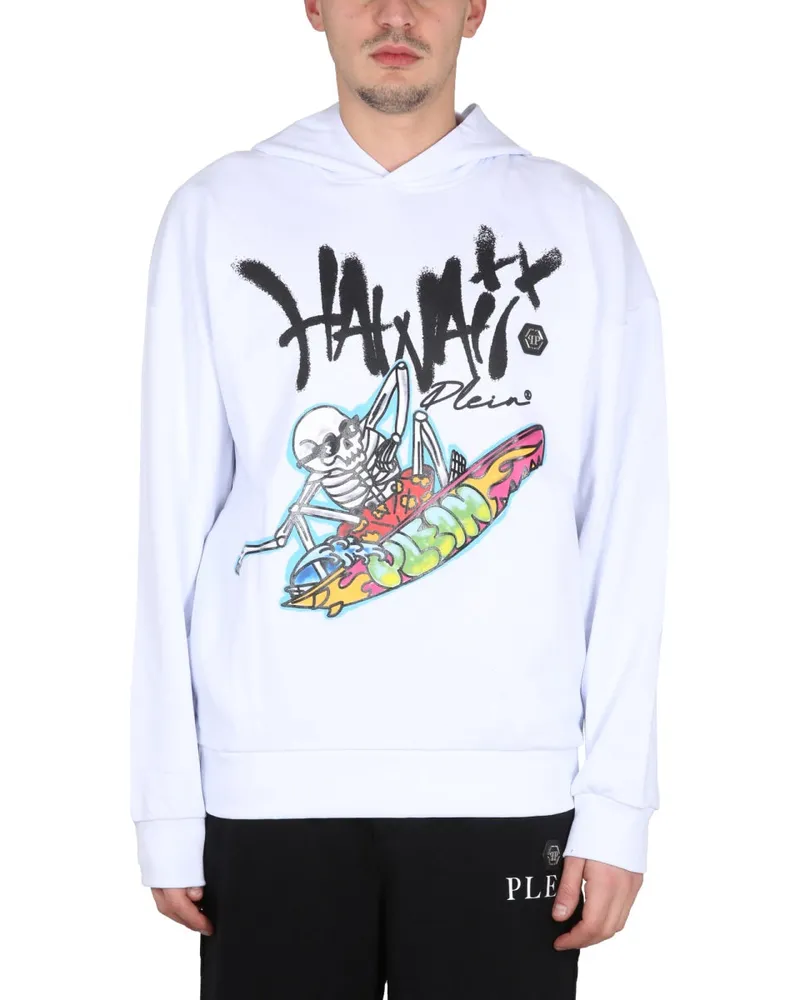 Philipp Plein Logo-Embroidered Cotton Sweatshirt — White White