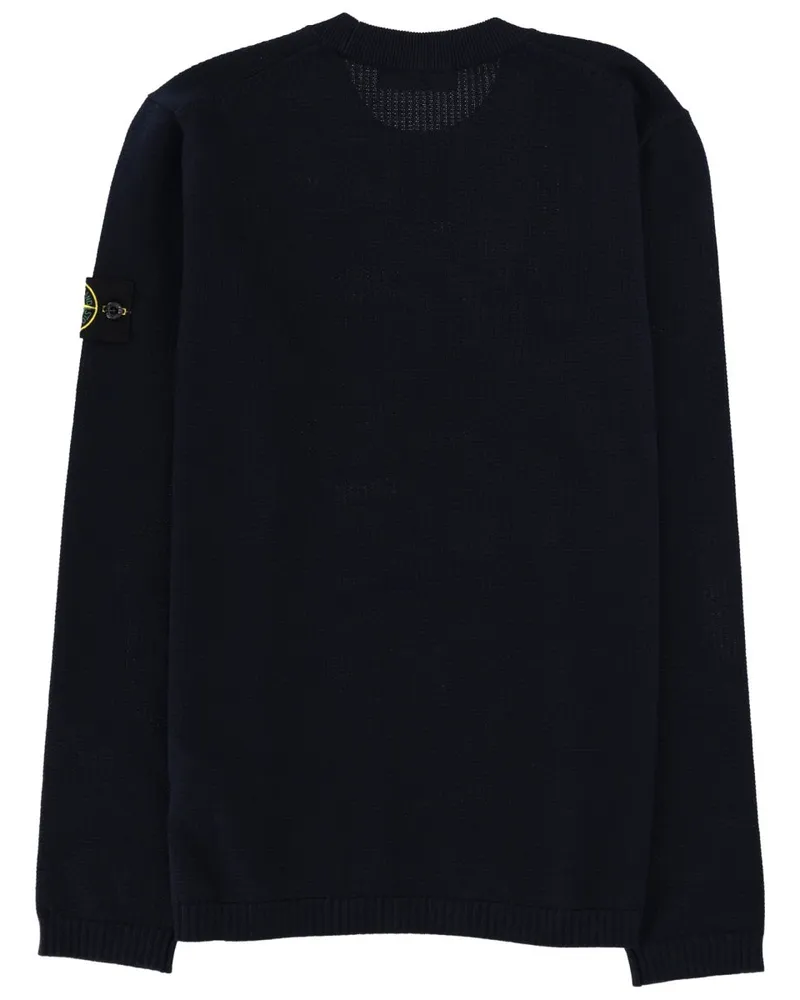 Stone Island Logo Jersey Cotton Sweater — Blue Blue