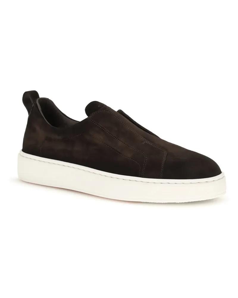 Santoni Men's Slip-On Sneakers Dark Brown Brown