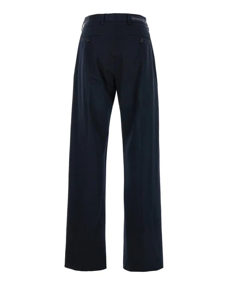 Alexander McQueen Men's Blue Straight Tailored Pants Cotton Trousers Navy