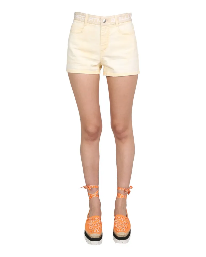 Stella McCartney Cotton Denim Denim Shorts — Yellow 