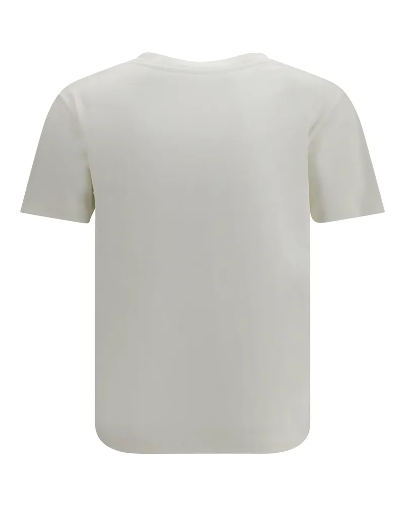 Saint Laurent Women Monochromatic Logo T-Shirt Naturel Cotton; Modal T-Shirts And Polos Beige