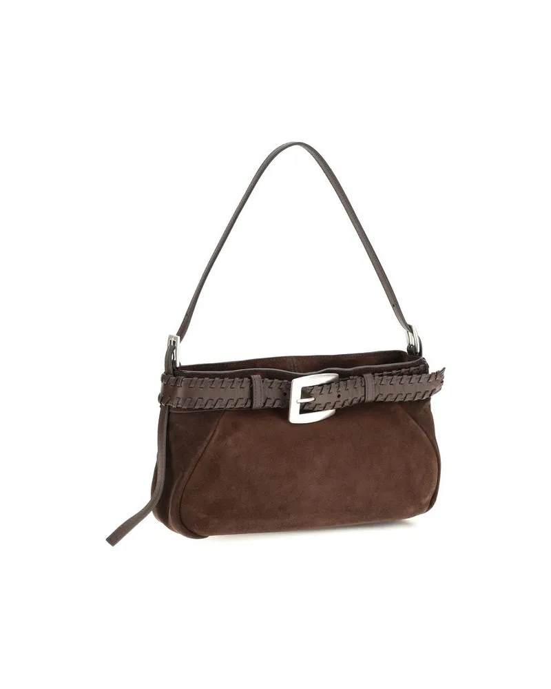STAUD Women's Brown Lamb Ovis Aries Shoulder Bag Brown