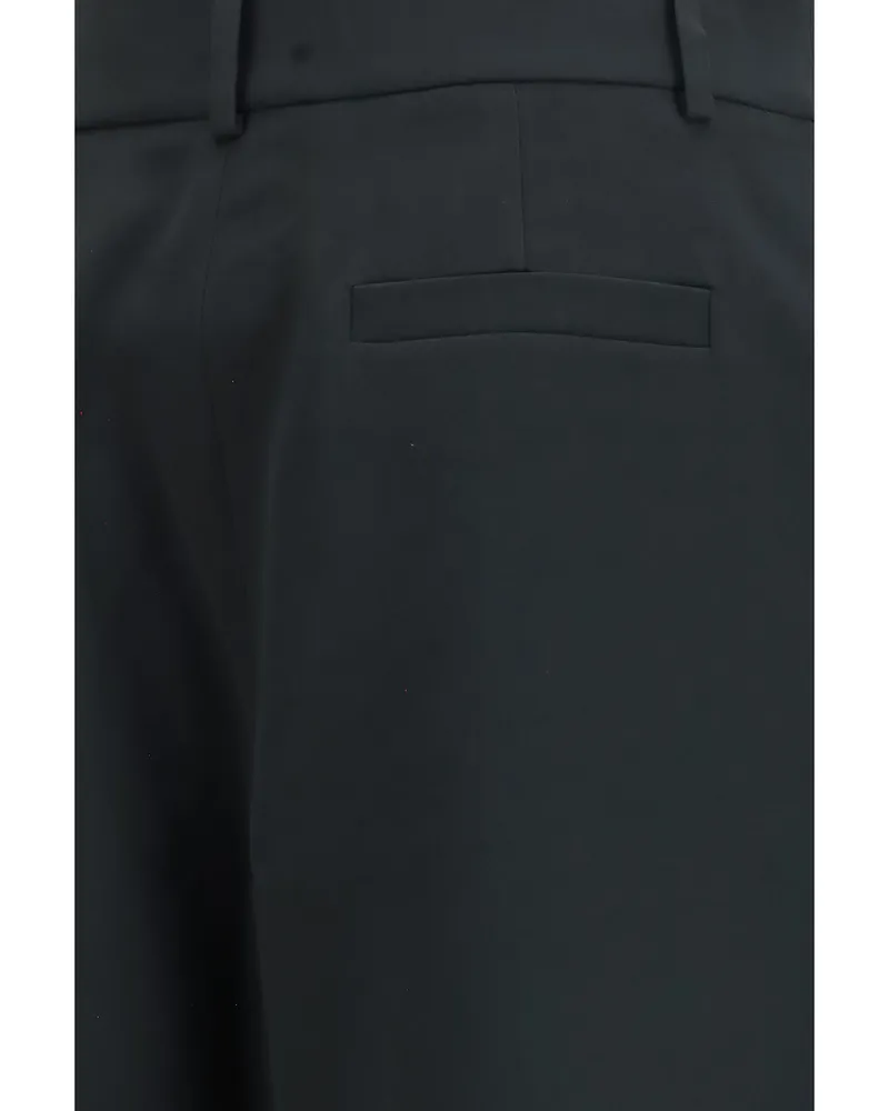 Giorgio Armani Women's Trousers Wide-Leg Silk Swamp Black