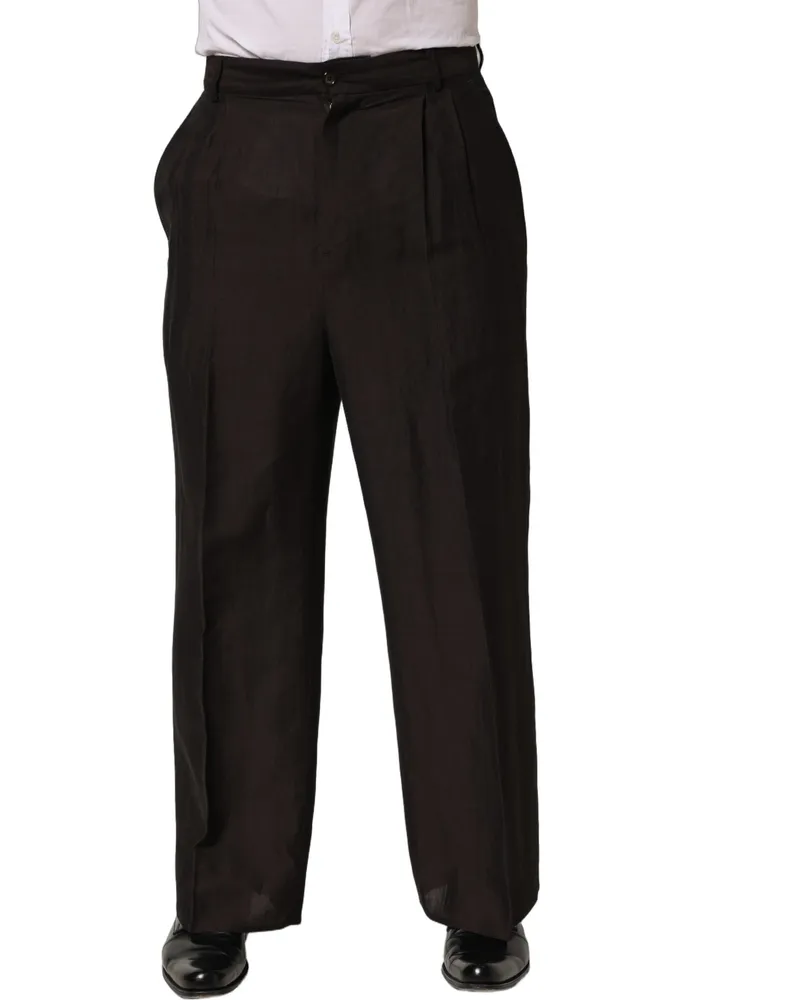 Dolce & Gabbana Men's Linen-Viscose Blend Trousers Brown Brown