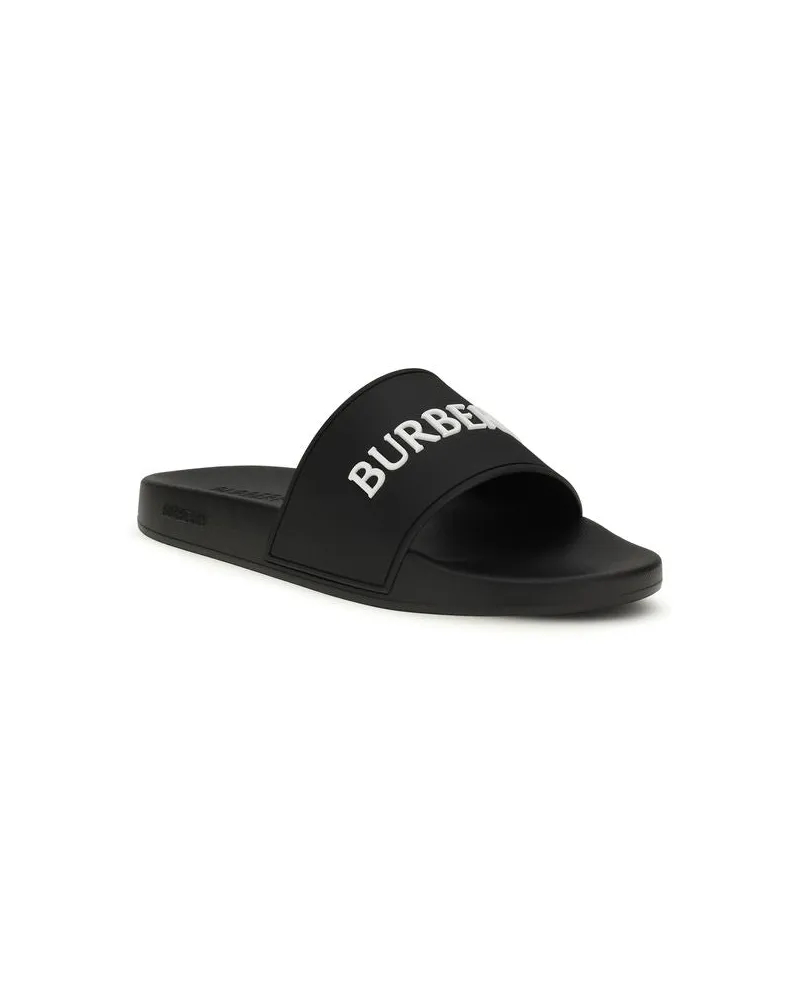 Burberry Logo-Embossed Rubber Slipper — Black Black