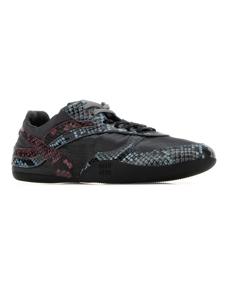 Miu Miu Women's Multicolor Fabric And Leather Sneakers Ardesiaastrale Black