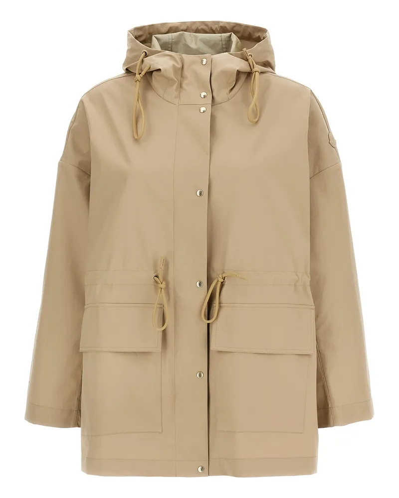 Moncler Women's Beige Cotton Parka Clothing Beige