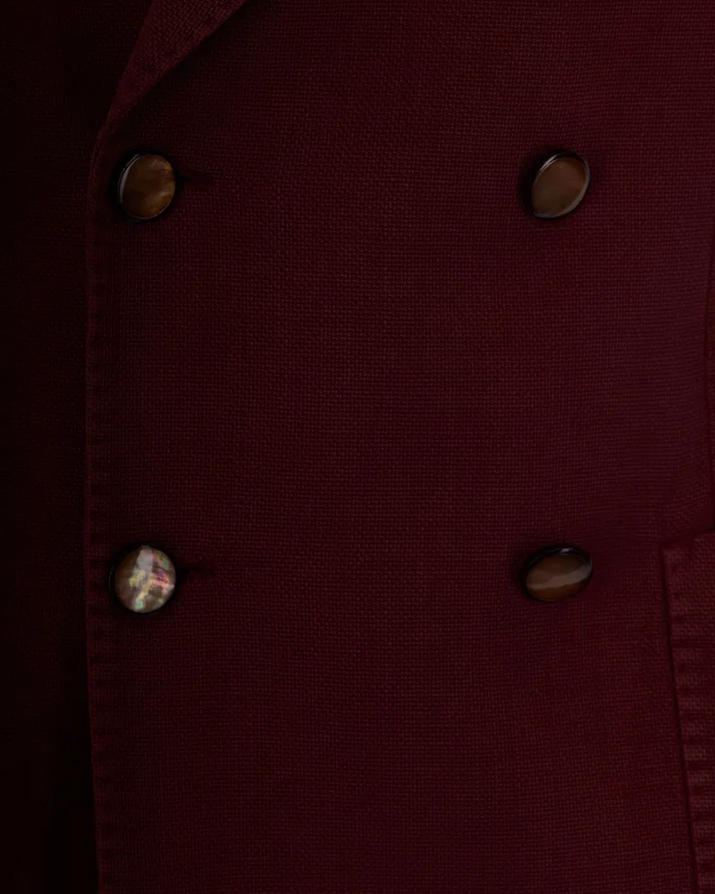 Luigi Bianchi Mantova Cotton-Rayon Double-Breasted Blazer — Burgundy Burgundy