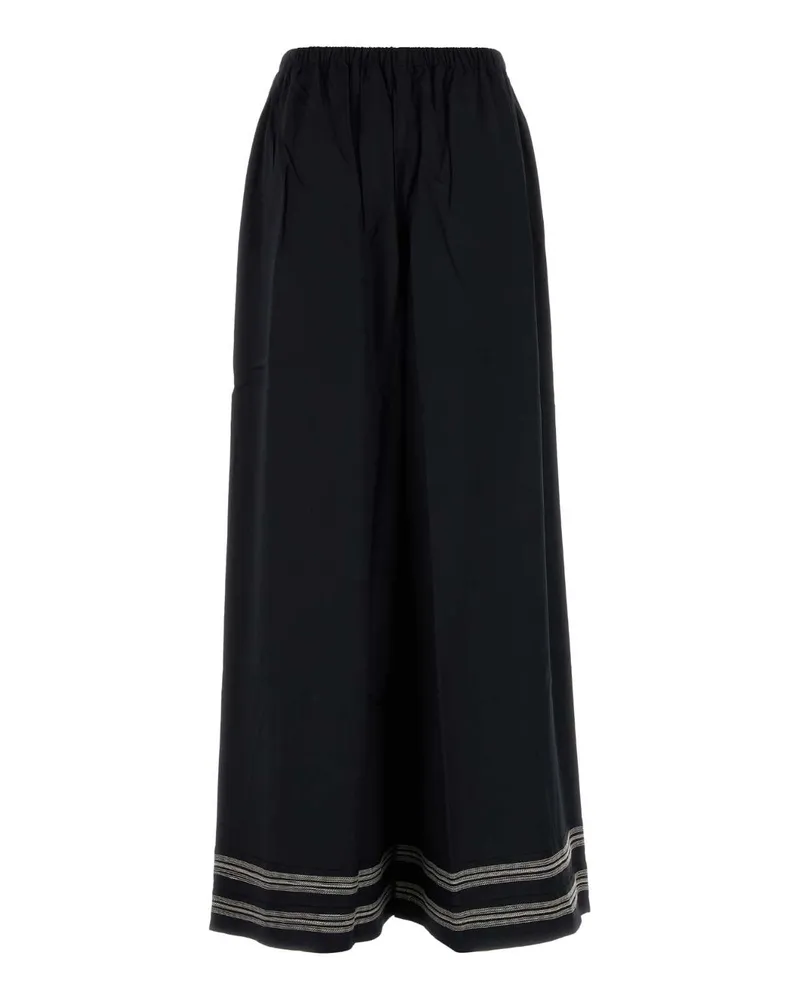 BODE Women Black Viscose Mathilde Wide-Leg Navycream Exterior: Pantaloni Black