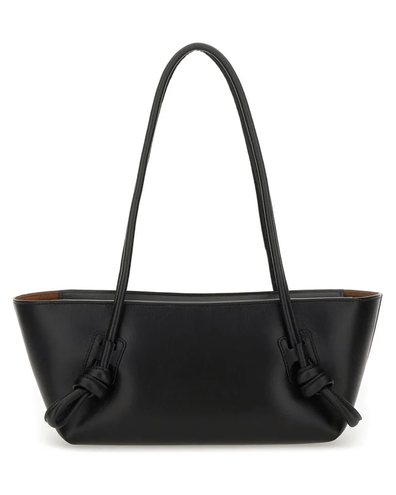 HEREU Women's Baguette Bag Fleca Black Leather Shoulder Black
