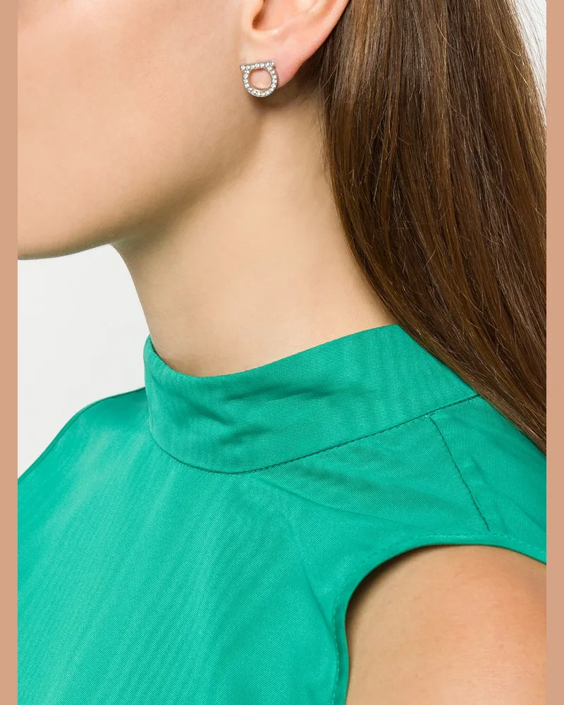 Ferragamo Gancini Crystal Earrings — Silver Silver